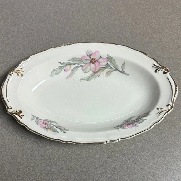 Crown Pottery CRP11 Elegant Cream Floral Gravy Boat with Saucer Southern Charm - Picture 4 of 7